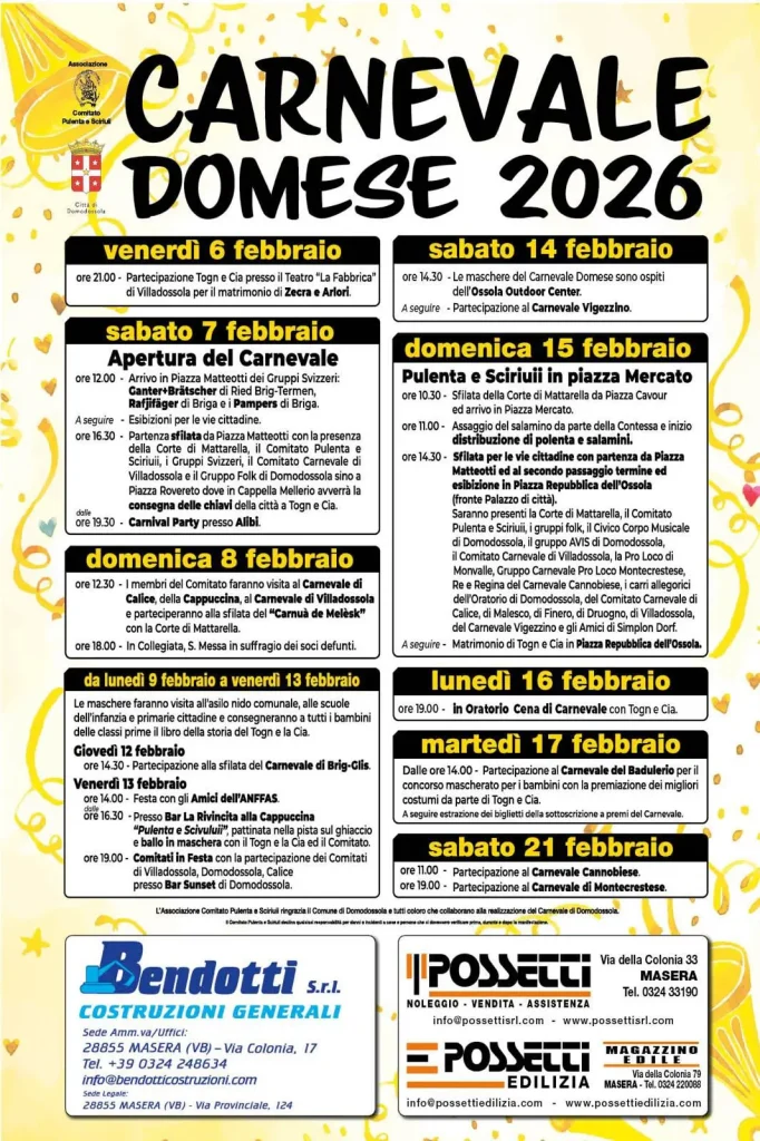 programma carnevale domese 2026